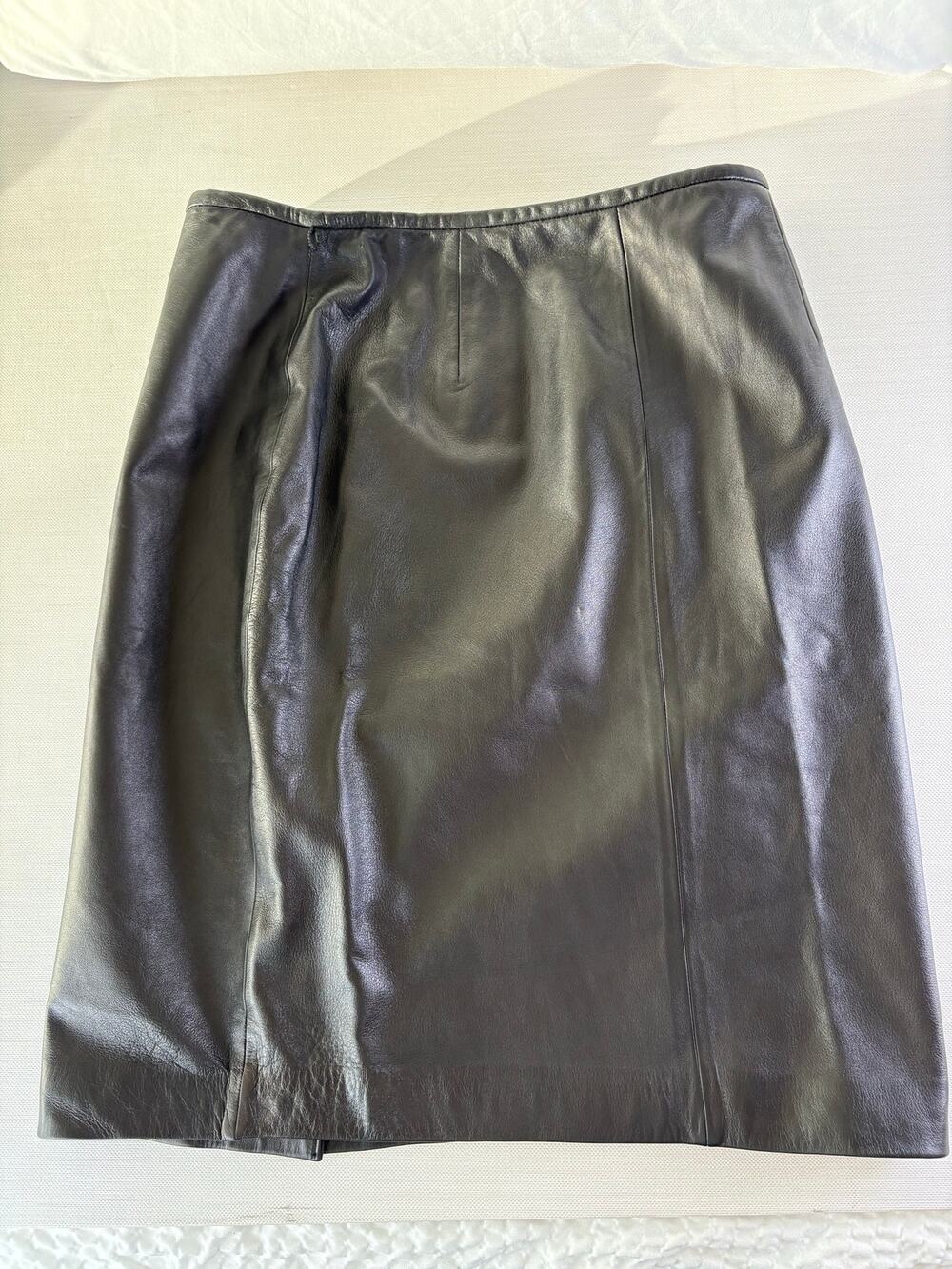 Valerie Stevens 100% black leather split A line skirt women's size 12